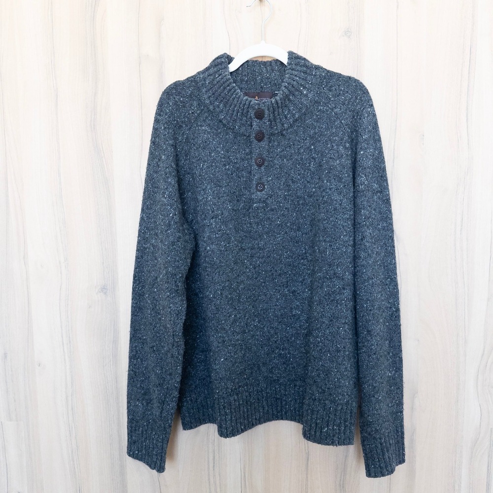 Robert‎ Talbott Mens Sweater XXL Gray Merino Wool Quiet Luxury Preppy Old Money